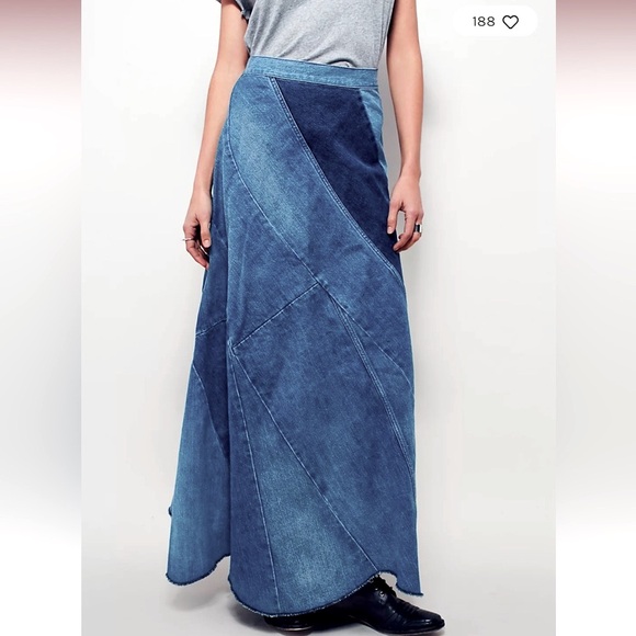 FREE PEOPLE Still Into You Denim Maxi Skirt - Picture 2 of 11